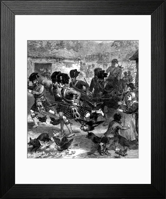 Framed Print : Autumn Campaign on Dartmoor: attack on Sheepstor - 42nd Highlanders taking...farm by assault, 1873. Creator: Unknown Framed Print : Autumn Campaign on Dartmoor: attack on Sheepstor - 42nd Highlanders taking...farm by assault, 1873. Creator: Unknown