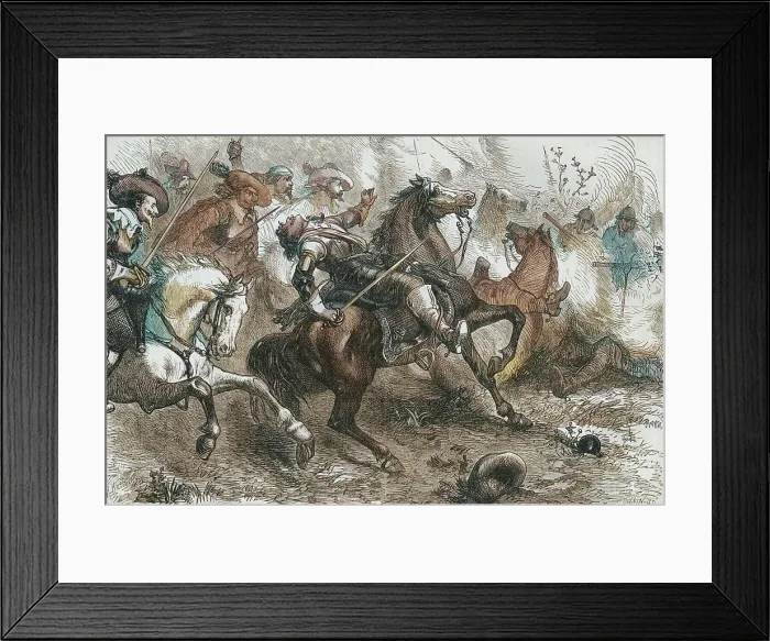 Framed Print : Death of Falkland, at Newbury, 20 September 1643, (c1880). Creator: Unknown. Death of Falkland, at Newbury, 20 September 1643, (c1880). Creator: Unknown Framed Print : Death of Falkland, at Newbury, 20 September 1643, (c1880). Creator: Unknown. Death of Falkland, at Newbury, 20 September 1643, (c1880). Creator: Unknown