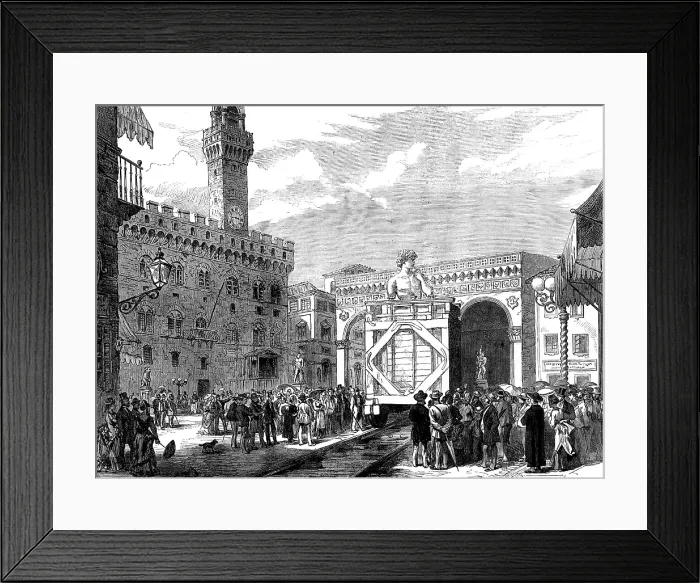 Framed Print : Moving Michael Angelo's statue of David at Florence, 1873. Creator: Unknown. Moving Michael Angelo's statue of David at Florence, 1873. Creator: Unknown Framed Print : Moving Michael Angelo's statue of David at Florence, 1873. Creator: Unknown. Moving Michael Angelo's statue of David at Florence, 1873. Creator: Unknown