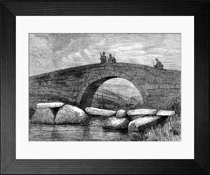 Framed Print : Autumn Campaign on Dartmoor: bridge built by prisoners of war, and stepping-stone bridge, 1873. Creator: Unknown Framed Print : Autumn Campaign on Dartmoor: bridge built by prisoners of war, and stepping-stone bridge, 1873. Creator: Unknown