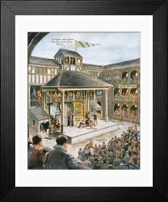 Framed Print : A London Theatre in Shakespeare's Time, c1934. Creator: Unknown. A London Theatre in Shakespeare's Time, c1934. Creator: Unknown Framed Print : A London Theatre in Shakespeare's Time, c1934. Creator: Unknown. A London Theatre in Shakespeare's Time, c1934. Creator: Unknown