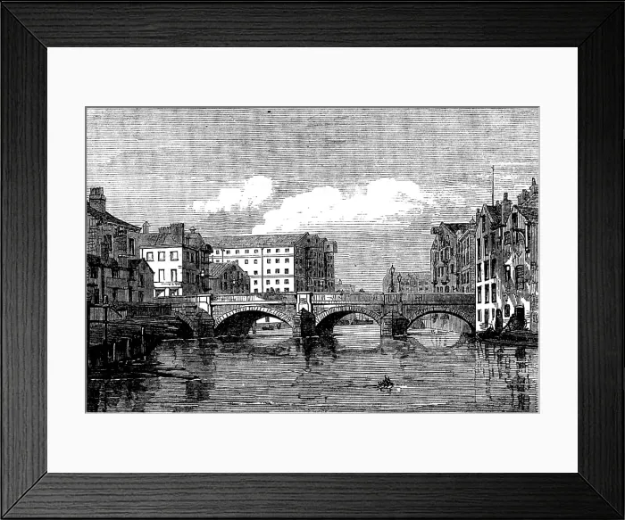 Framed Print : The Old Bridge at Leeds, 1873. Creator: Unknown Framed Print : The Old Bridge at Leeds, 1873. Creator: Unknown