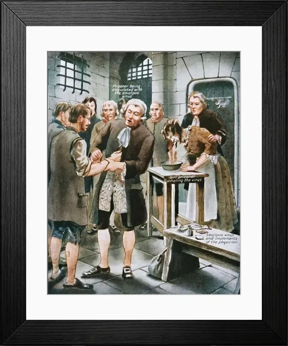 Framed Print : Giving Prisoners the Smallpox in Gaol, late 18th century, (c1934). Creator: Unknown. Giving Prisoners the Smallpox in Gaol, late 18th century, (c1934). Creator: Unknown Framed Print : Giving Prisoners the Smallpox in Gaol, late 18th century, (c1934). Creator: Unknown. Giving Prisoners the Smallpox in Gaol, late 18th century, (c1934). Creator: Unknown