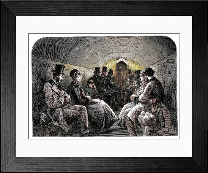 Framed Print : The Thames Subway at Tower-Hill: interior of carriage, 1870. Creator: Unknown Framed Print : The Thames Subway at Tower-Hill: interior of carriage, 1870. Creator: Unknown