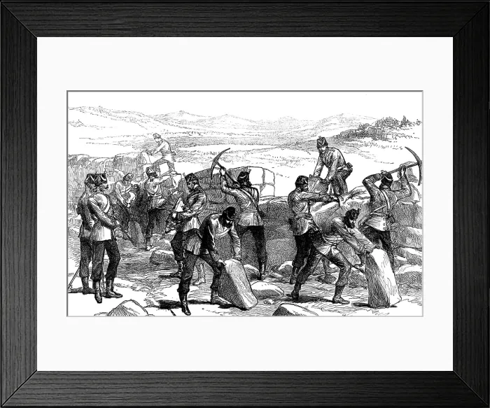 Framed Print : Autumn Campaign on Dartmoor: engineers making a passage through a stone wall, 1873. Creator: Unknown Framed Print : Autumn Campaign on Dartmoor: engineers making a passage through a stone wall, 1873. Creator: Unknown