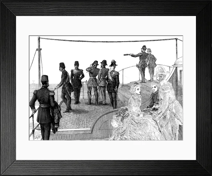 Framed Print : The Shah viewing the fleet at Spithead, 1873. Creator: Unknown Framed Print : The Shah viewing the fleet at Spithead, 1873. Creator: Unknown