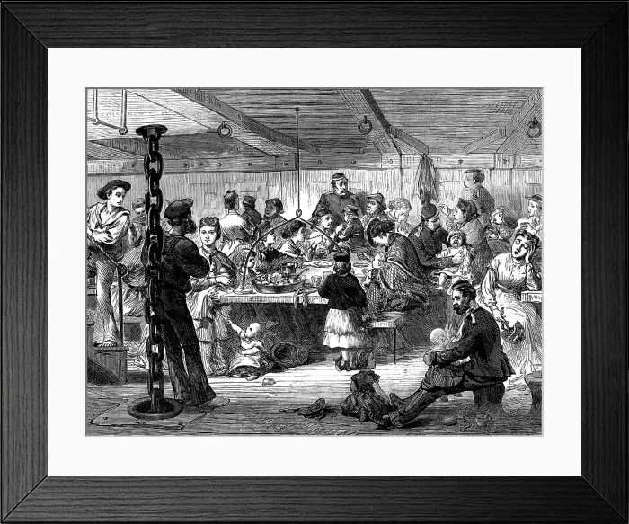Framed Print : Life on board a troop-ship: dinner-time, 1873. Creator: Unknown Framed Print : Life on board a troop-ship: dinner-time, 1873. Creator: Unknown
