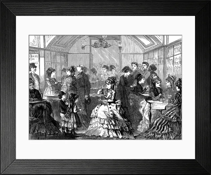 Framed Print : Sketches in Vienna: a fashionable Conditorei, 1873. Creator: Unknown Framed Print : Sketches in Vienna: a fashionable Conditorei, 1873. Creator: Unknown