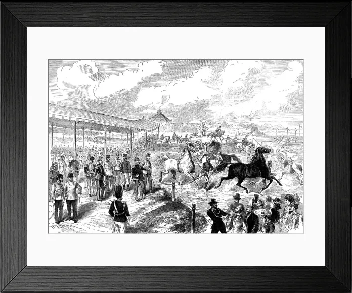 Framed Print : The King of Italy in Vienna: exhibition of horses, 1873. Creator: Unknown