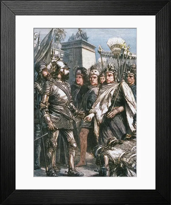 Framed Print : Reception of Cortes by Montezuma, 1519, (1890). Creator: Unknown. Reception of Cortes by Montezuma, 1519, (1890). Creator: Unknown Framed Print : Reception of Cortes by Montezuma, 1519, (1890). Creator: Unknown. Reception of Cortes by Montezuma, 1519, (1890). Creator: Unknown