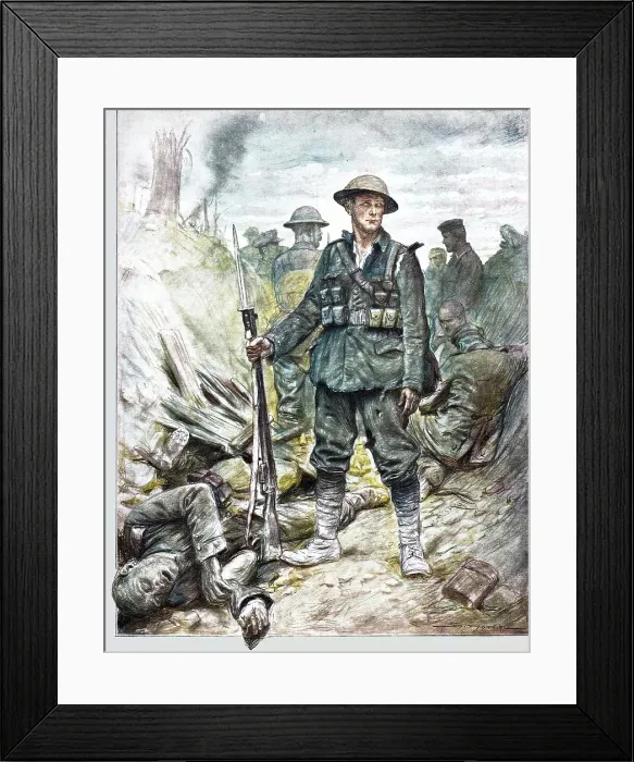 Framed Print : En Picardie: Tommy vainqueur des Huns'. (On sait que nos allies disent: les Huns, comme... 1916. Creator: J Simont. En Picardie: Tommy vainqueur des Huns'. (On sait que nos allies disent: les Huns, comme... 1916) Framed Print : En Picardie: Tommy vainqueur des Huns'. (On sait que nos allies disent: les Huns, comme... 1916. Creator: J Simont. En Picardie: Tommy vainqueur des Huns'. (On sait que nos allies disent: les Huns, comme... 1916)