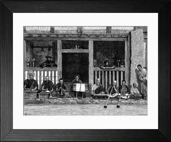 Framed Print : Buddhist priests at Darjeeling, Himalayas, 1873. Creator: F Wentworth Framed Print : Buddhist priests at Darjeeling, Himalayas, 1873. Creator: F Wentworth