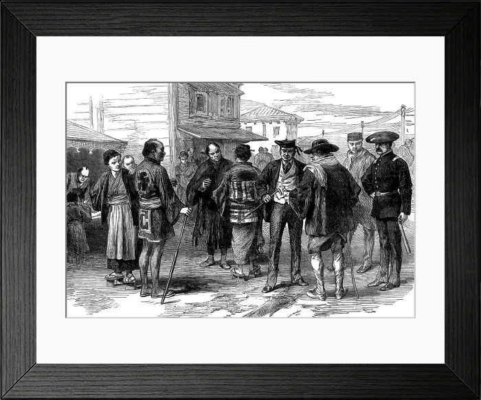 Framed Print : Sketches in Japan, by our special artist: the old and the new, or change of costume in Japan, 1873. Creator: Unknown Framed Print : Sketches in Japan, by our special artist: the old and the new, or change of costume in Japan, 1873. Creator: Unknown