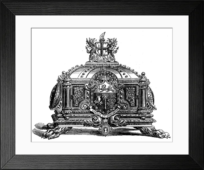 Framed Print : Gold casket presented to Sir Albert Sassoon, 1873. Creator: Unknown Framed Print : Gold casket presented to Sir Albert Sassoon, 1873. Creator: Unknown
