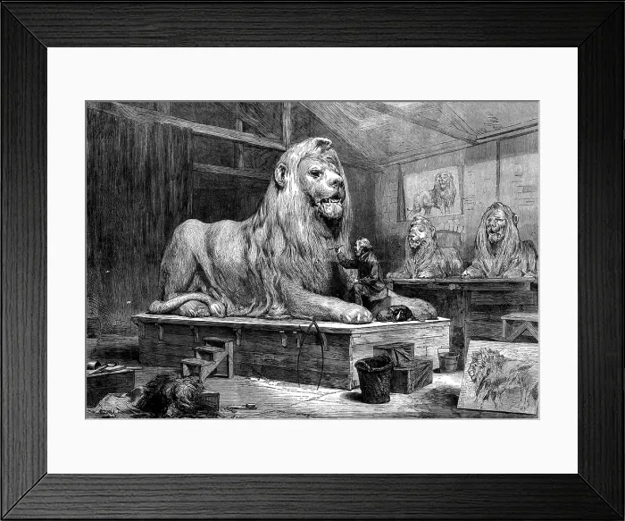 Framed Print : Sir Edwin Landseer modelling the lions for Trafalgar-square, 1873. Creator: Unknown Framed Print : Sir Edwin Landseer modelling the lions for Trafalgar-square, 1873. Creator: Unknown