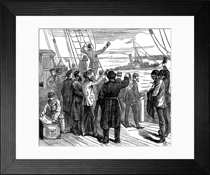 Framed Print : Our special artist's voyage to the Gold Coast - the Tender Parting opposite New Brighton, 1873. Creator: Unknown. Our special artist's voyage to the Gold Coast - the Tender Parting opposite New Brighton, 1873 Framed Print : Our special artist's voyage to the Gold Coast - the Tender Parting opposite New Brighton, 1873. Creator: Unknown. Our special artist's voyage to the Gold Coast - the Tender Parting opposite New Brighton, 1873