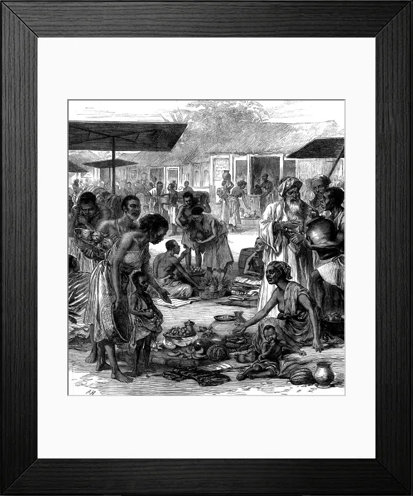 Framed Print : The Ashantee War: the market-place at Coomassie, 1873. Creator: Unknown Framed Print : The Ashantee War: the market-place at Coomassie, 1873. Creator: Unknown