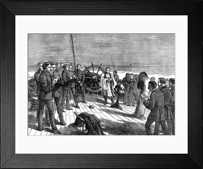 Framed Print : Our special artist's voyage to the Gold Coast - Sunday morning on board the Volta, 1873. Creator: Unknown. Our special artist's voyage to the Gold Coast - Sunday morning on board the Volta, 1873. Creator: Unknown Framed Print : Our special artist's voyage to the Gold Coast - Sunday morning on board the Volta, 1873. Creator: Unknown. Our special artist's voyage to the Gold Coast - Sunday morning on board the Volta, 1873. Creator: Unknown