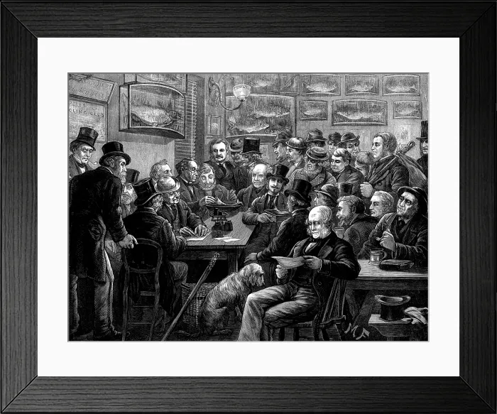Framed Print : Weighing the fish at a London anglers club, 1873. Creator: Unknown. Weighing the fish at a London anglers club, 1873. Creator: Unknown Framed Print : Weighing the fish at a London anglers club, 1873. Creator: Unknown. Weighing the fish at a London anglers club, 1873. Creator: Unknown