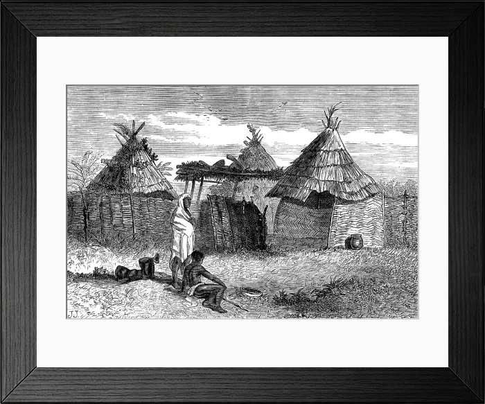 Framed Print : The Gold Coast and Ashantee War: Fantee huts, 1873. Creator: Unknown Framed Print : The Gold Coast and Ashantee War: Fantee huts, 1873. Creator: Unknown