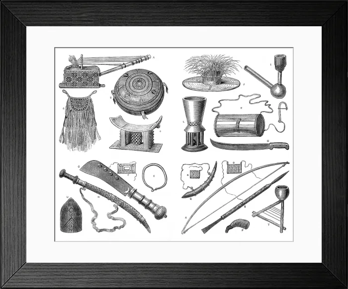 Framed Print : Ashantee implements, 1873. Creator: Unknown Framed Print : Ashantee implements, 1873. Creator: Unknown