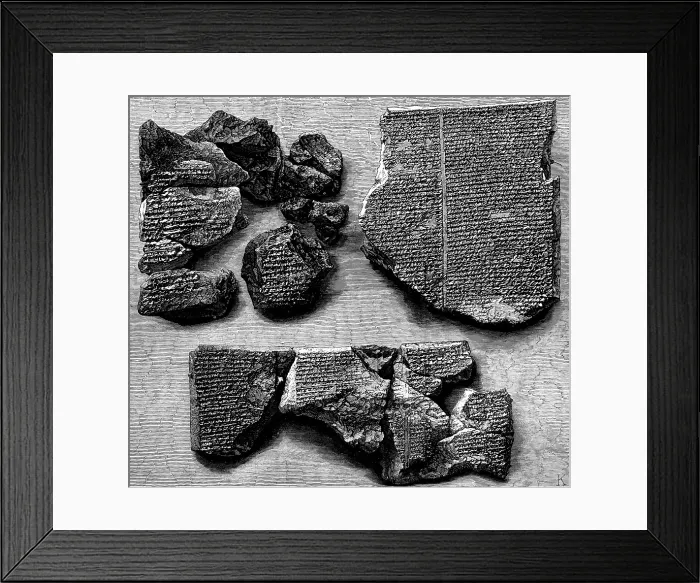 Framed Print : Inscribed stone, giving an account of the Deluge, 1873. Creator: Unknown Framed Print : Inscribed stone, giving an account of the Deluge, 1873. Creator: Unknown