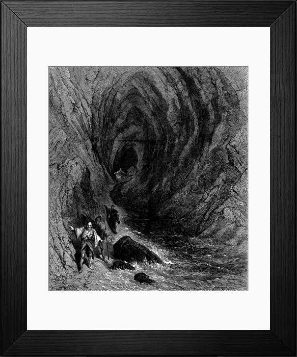 Framed Print : Sketches in China and Japan: the Cave of Moshima, Japan, 1873. Creator: John Greenaway Framed Print : Sketches in China and Japan: the Cave of Moshima, Japan, 1873. Creator: John Greenaway