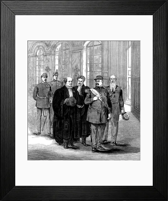 Framed Print : Marshal Bazaine going to his trial at the Grand Trianon, Versailles, 1873. Creator: Unknown Framed Print : Marshal Bazaine going to his trial at the Grand Trianon, Versailles, 1873. Creator: Unknown