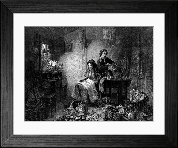 Framed Print : Preparing Spring Flowers for Market, by Messrs. Robinson and Cherrill... 1873. Creator: William Hollidge Framed Print : Preparing Spring Flowers for Market, by Messrs. Robinson and Cherrill... 1873. Creator: William Hollidge
