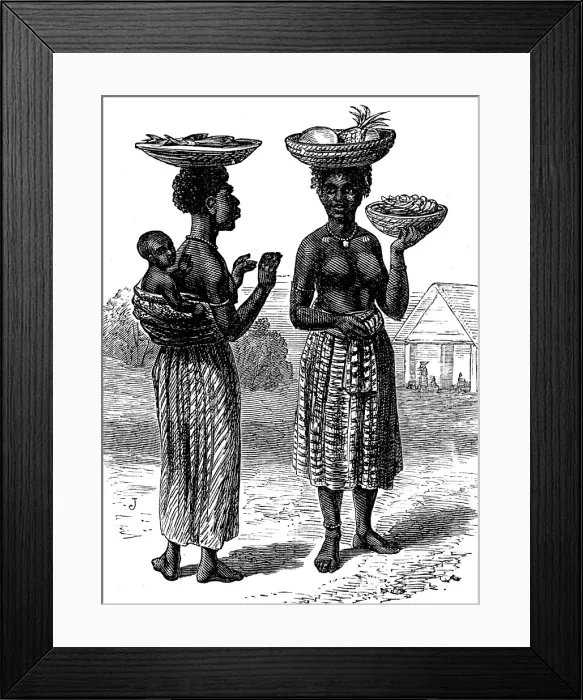 Framed Print : The Gold Coast and Ashantee War: women at market, Cape Coast Castle, 1873. Creator: Unknown Framed Print : The Gold Coast and Ashantee War: women at market, Cape Coast Castle, 1873. Creator: Unknown