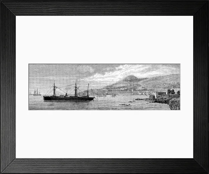 Framed Print : The Seine laying the land end of the Brazilian Submarine Cable at Madeira, 1873. Creator: Unknown Framed Print : The Seine laying the land end of the Brazilian Submarine Cable at Madeira, 1873. Creator: Unknown