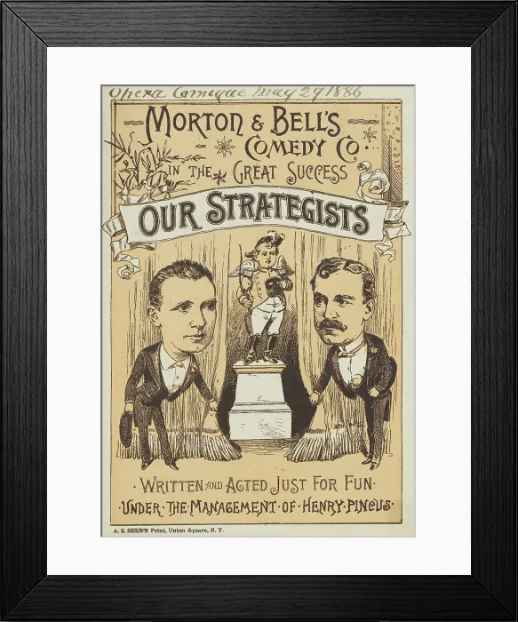 Framed Print : Morton & Bell's Comedy Co. in the Great Success, 'Our Strategists', 1886. Creator: Unknown. Morton & Bell's Comedy Co Framed Print : Morton & Bell's Comedy Co. in the Great Success, 'Our Strategists', 1886. Creator: Unknown. Morton & Bell's Comedy Co