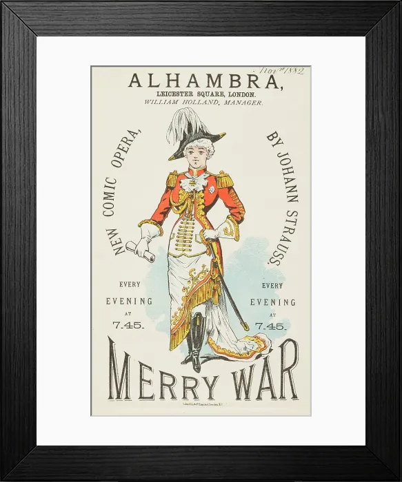 Framed Print : 'Merry War'; New Comic Opera, by Johann Strauss, 1882. Creator: Unknown Framed Print : 'Merry War'; New Comic Opera, by Johann Strauss, 1882. Creator: Unknown