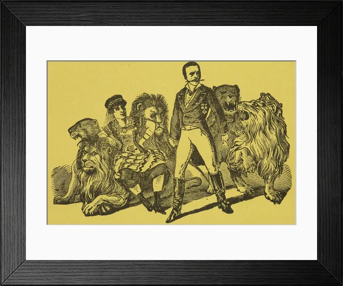 Framed Print : Colonel Boone and Miss Carlotta, American Lion Tamers, 1884. Creator: Unknown Framed Print : Colonel Boone and Miss Carlotta, American Lion Tamers, 1884. Creator: Unknown