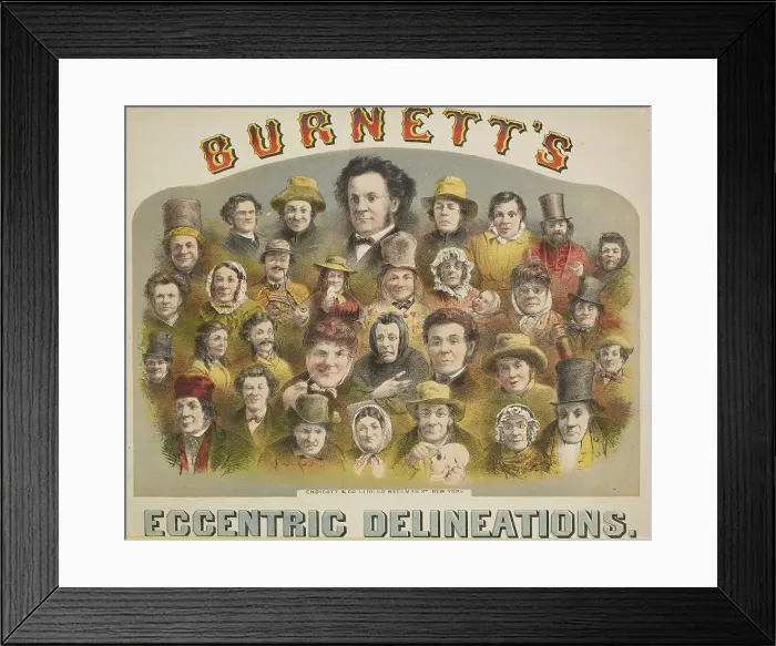 Framed Print : Burnett's Eccentric Delineations, 1874. Creator: Unknown. Burnett's Eccentric Delineations, 1874. Creator: Unknown Framed Print : Burnett's Eccentric Delineations, 1874. Creator: Unknown. Burnett's Eccentric Delineations, 1874. Creator: Unknown