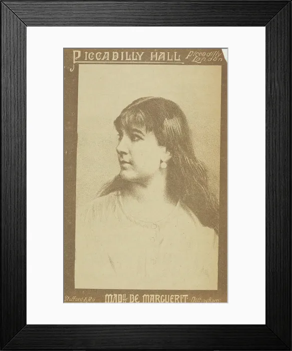 Framed Print : Mademoiselle de Marguerit at Piccadilly Hall, 1886. Creator: Unknown Framed Print : Mademoiselle de Marguerit at Piccadilly Hall, 1886. Creator: Unknown