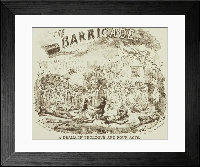 Framed Print : The Barricade - A Drama in Prologue and Four Acts, c1878. Creator: CJ Culliford Framed Print : The Barricade - A Drama in Prologue and Four Acts, c1878. Creator: CJ Culliford