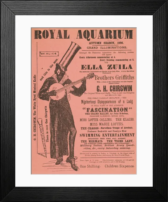 Framed Print : G. H. Chirgwin, The White Eyed Musical Kaffir, 1886. Creator: Unknown. G. H. Chirgwin, The White Eyed Musical Kaffir, 1886. Creator: Unknown Framed Print : G. H. Chirgwin, The White Eyed Musical Kaffir, 1886. Creator: Unknown. G. H. Chirgwin, The White Eyed Musical Kaffir, 1886. Creator: Unknown
