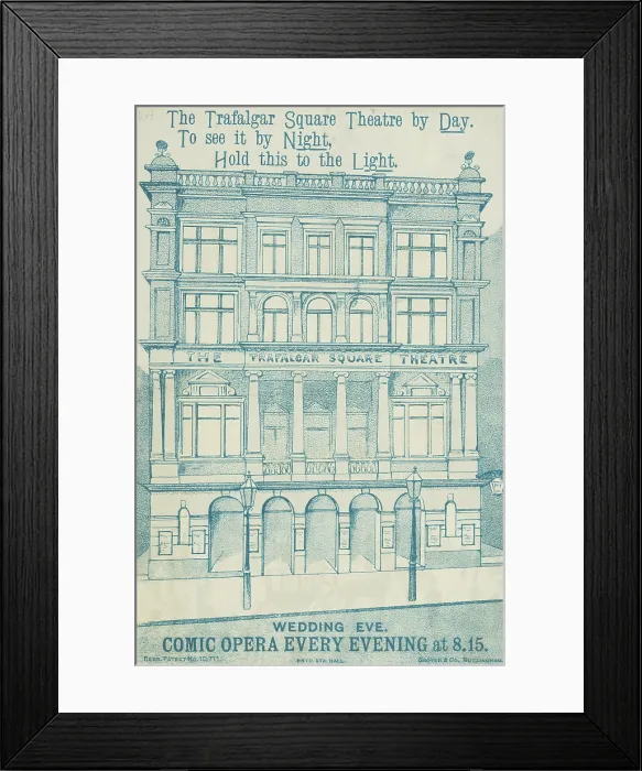 Framed Print : The Trafalgar Square Theatre by Day, late 19th century. Creator: Unknown Framed Print : The Trafalgar Square Theatre by Day, late 19th century. Creator: Unknown
