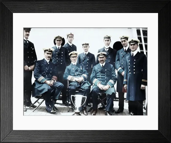 Framed Print : Captain Rostron & under officers of Carpathia [ship], 1912. Creator: Bain News Service