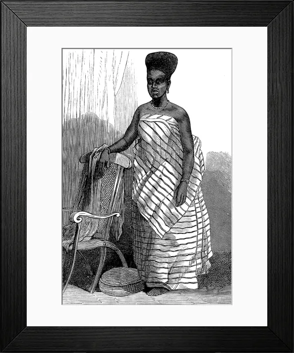 Framed Print : The War on the Gold Coast: a belle of Cape Coast Castle, 1873. Creator: Unknown Framed Print : The War on the Gold Coast: a belle of Cape Coast Castle, 1873. Creator: Unknown