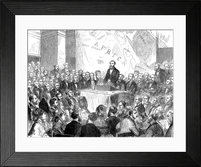 Framed Print : Sir Samuel Baker at the meeting of the Royal Geographical Society, 1873. Creator: Unknown Framed Print : Sir Samuel Baker at the meeting of the Royal Geographical Society, 1873. Creator: Unknown
