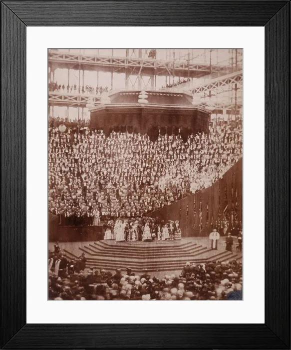 Framed Print : The Opening Ceremony, Crystal Palace, Sydenham, 1852-1854. Creator: Philip Henry Delamotte. The Opening Ceremony, Crystal Palace, Sydenham, 1852-1854 Framed Print : The Opening Ceremony, Crystal Palace, Sydenham, 1852-1854. Creator: Philip Henry Delamotte. The Opening Ceremony, Crystal Palace, Sydenham, 1852-1854