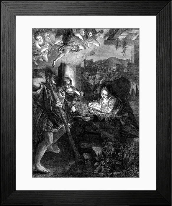 Framed Print : 'La Notte', from the picture by Correggio, in the Dresden Gallery, 1873. Creator: Henry Duff Linton Framed Print : 'La Notte', from the picture by Correggio, in the Dresden Gallery, 1873. Creator: Henry Duff Linton