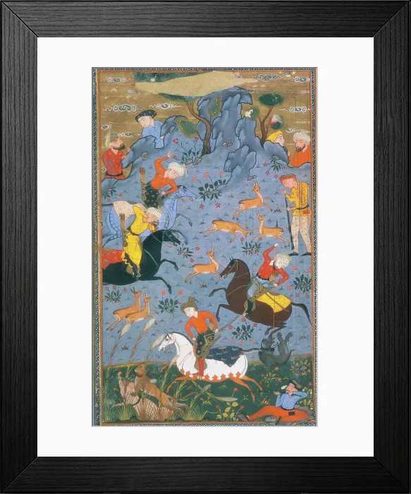 Framed Print : Hunters on horseback hunting deer, 1595. Creator: Anon Framed Print : Hunters on horseback hunting deer, 1595. Creator: Anon