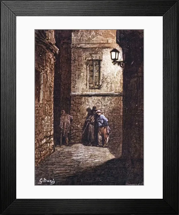 Framed Print : Whitechapel - A Shady Place, 1872. Creator: Gustave Dore. Whitechapel - A Shady Place, 1872. Creator: Gustave Dore