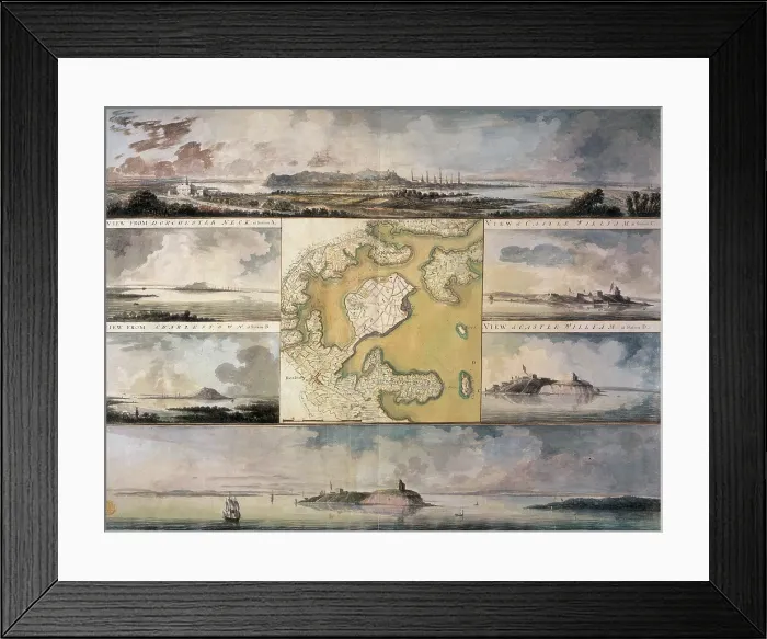 Framed Print : Views of the area around Boston, New England, 1773. Creator: Captain William Pierie Framed Print : Views of the area around Boston, New England, 1773. Creator: Captain William Pierie