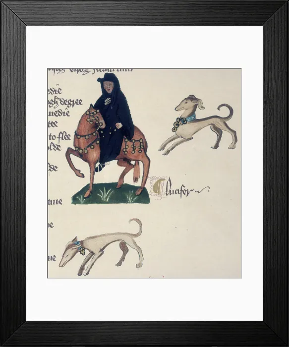 Framed Print : A monk on horseback and two dogs, 1911. Creator: Unknown Framed Print : A monk on horseback and two dogs, 1911. Creator: Unknown