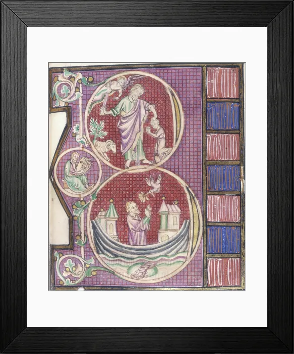 Framed Print : Abraham and Isaac, and Noah in the ark, c1295-c1305. Creator: Unknown Framed Print : Abraham and Isaac, and Noah in the ark, c1295-c1305. Creator: Unknown