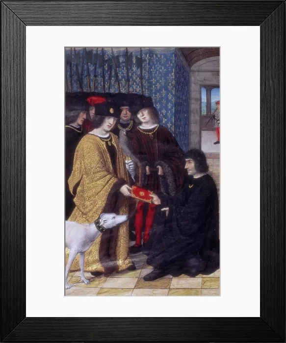 Framed Print : The author presenting his work to Charles VIII, c1475-c1498. Creator: Marc Picault Framed Print : The author presenting his work to Charles VIII, c1475-c1498. Creator: Marc Picault